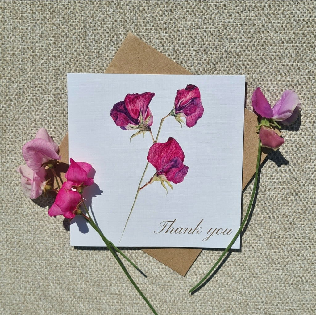 Sweet pea thank you card